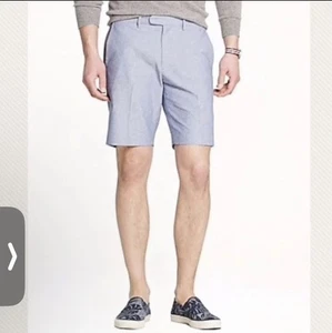 J Crew Men’s Bedford Chino Shorts Size 33 10" Inseam Blue Polk Dots Flat Front - Picture 1 of 8