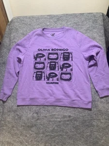 Women's Olivia Rodrigo Vampire Graphic Sweatshirt - Purple Size 1x NWOT 0676 - Picture 1 of 14