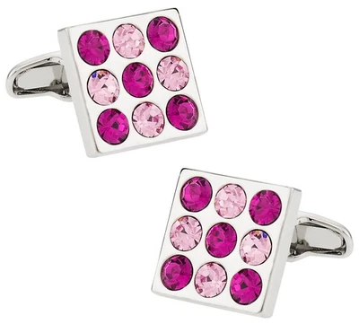 Gemelos austriacos de cristal fucsia rosa plata caja de regalo accesorios de joyería para hombre Foto 1 de 4