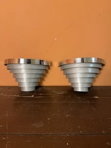 (2) Vtg Art-Deco MCM Chrome Wall Sconces LIGHTOLIER Movie Theater Lamp Lighting - Picture 1 of 8