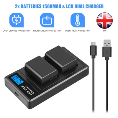 2x 1500mAh 7.4V Battery&LCD Charger For Sony NEX-F3 SLT-A33 A35 A37 A55V NP-FW50 - Image 1 of 4