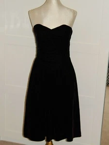 Vintage Black Velvet Strapless Party Dress With Netting Lining UK 8 10 - Picture 1 of 8