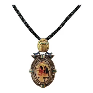 Collar Colgante Escarabajo Tono Azul Dorado Renacimiento Egipcio Nicky Butler Cordón Negro - Imagen 1 de 10