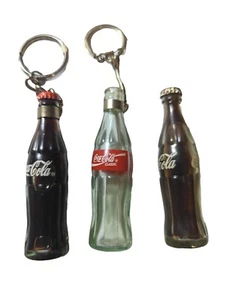 Mini Coca-Cola 3” Liquid Coke Glass Bottles Keychain Lot - Picture 1 of 3