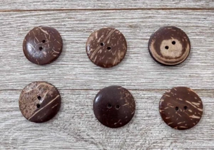 6 Natural Coconut Sewing Buttons Crafting 2 Hole 1" - Picture 1 of 4