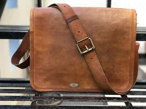 Borsa pelle di capra vera marrone vintage borsa corriere uomo tracolla nuova e... - Foto 1 di 7