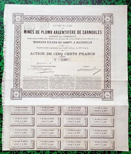 Dépt 30 - Carnoulès & Marseille - Rare Secteur des Mines Argentifères 02/02/1863 - Picture 1 of 1