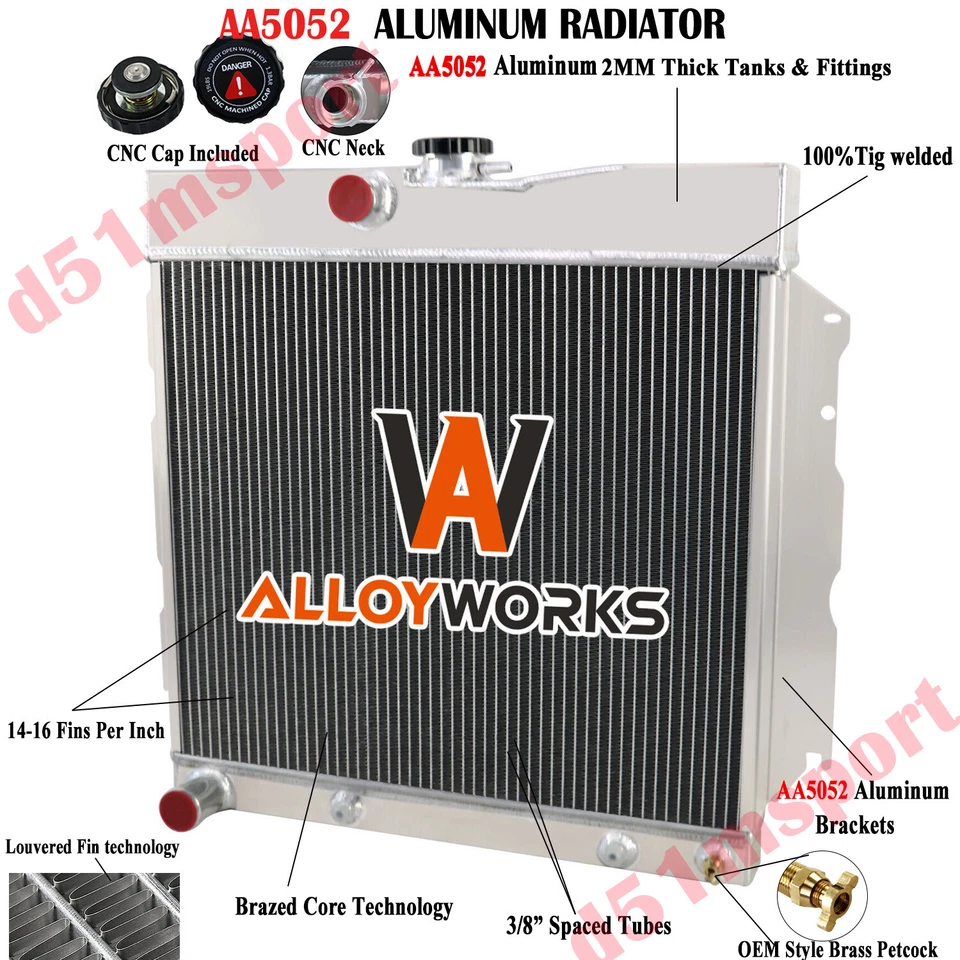 3 Row Radiator For 1966-69 DODGE CHARGER/1963-67 PLYMOUTH BELVEDERE 7.2L V8 Foto 1 de 4