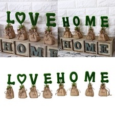 8x Rustic Letters Artificial Bonsai Mini Sack Flowers Potted Home Desktop Decor