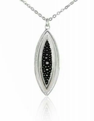 MONTANA SILVERSMITH Collar Largo Negro Raya Ovalado Gota Reversible Nuevo Foto 1 de 3