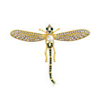 Gold Black Crystal Large Fashion Statement Garden Dragonfly Brooch Pin