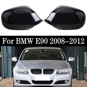 Par de cubiertas de espejo retrovisor lateral negro brillante para BMW E90 LCI 328i 335i 2009-2012 - Imagen 1 de 6