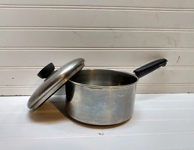 Revere Ware Cookware 1.5 Qt Saucepan Tri-Ply Stainless Saute Pot Frying Pan Lid - Image 1 of 4