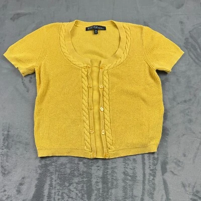 Suéter Vintage Kasper Mujer Top Talla M Amarillo Tejido con Cable Retro Cottagecore Foto 1 de 4