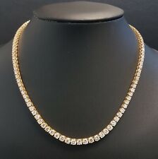 25.00Ct Sparkling Natural Round Diamond Tennis Necklace In 18K Yellow Gold