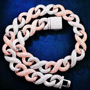 16MM 5AAA+ CZ Bling Ice Out Hop Hip Infinity Miami Cuban Link Chain Necklace - Picture 1 of 7