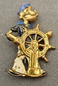 Vintage Popeye The Sailor Man Ships Wheel Metal Pin Brooch - Picture 1 of 2