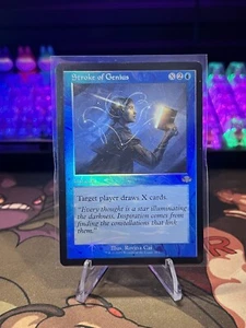 MTG Magic The Gathering Stroke Of Genius Foil Retro Frame Blue Commander  - Picture 1 of 2
