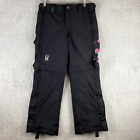 Spyder Snowboard Pants Womens S 31x29 Black Convertible Spylon Thinsulate Floral