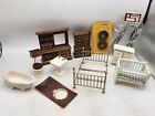 Lot of 11 Dollhouse Furnitures Porcelain Bath Wooden Cabinet Concord Miniatures