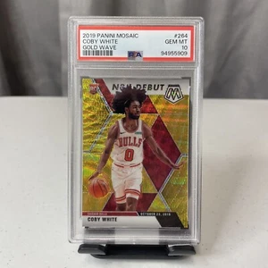 2019 Panini Mosaic Gold Wave Coby White PSA 10 SSP RC Rookie Prizm #264 - Picture 1 of 4