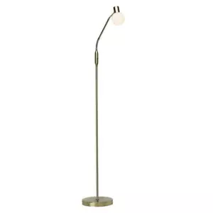 BRILLIANT Lampe Philo LED Standleuchte 1flg messing gebürstet/weiß | 1x LED-D45, - Bild 1 von 3