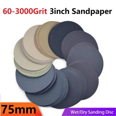 60-3000Grit 3inch Sandpaper Sanding Disc 7.5cm Wet Dry Flocking Disc Buffing Pad - Image 1 of 4