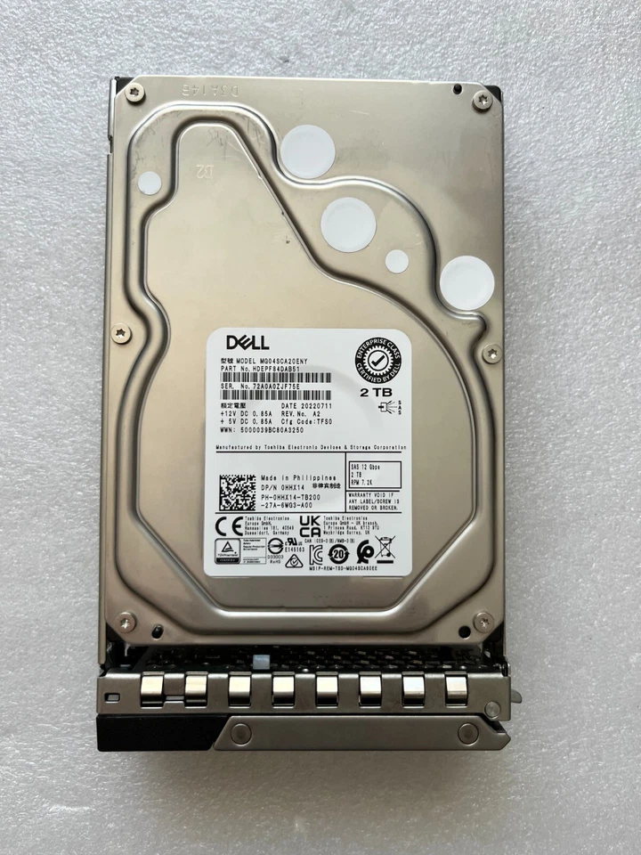 0HHX14 DELL TOSHIBA MG04SCA20ENY SAS 12Gbs HDEPF84DAB51 2TB 0HHX14 R740  R540 - Image 1 of 1