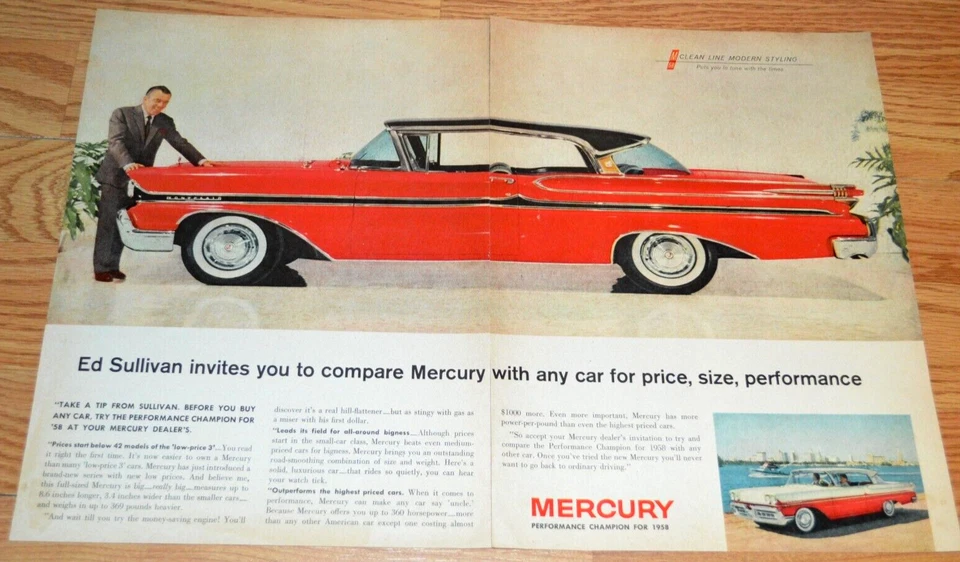 Mercury Montclair 1958 "Ed Sullivan" anuncio original vintage impreso anuncio 58 Foto 1 de 1