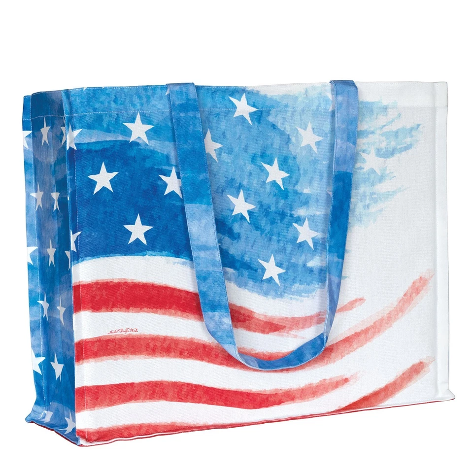 Bolso de Mano Michel Design Works Algodón - "Rojo, Blanco y Azul" (Bandera) - 17"x14"x6" Foto 1 de 1