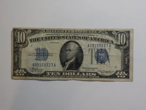 Silver Certificate 1934 10 Dollar Bill Paper Money One Currency Blue Seal Note  - Picture 1 of 2