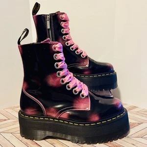 Dr Martens Jadon Max 9 Bota Cuero Envejecido Fondant Rosa Arcadia Cinta Cordones - Imagen 1 de 10