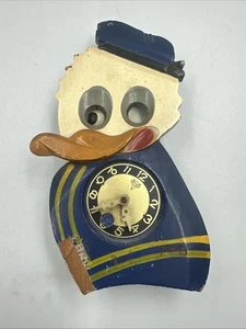 Disney Mi-ken Donald Duck Wind Up Wall Clock Japan Moving Eyes No Pendulum Parts - Picture 1 of 3