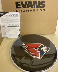 Evans Ball State Cardinal 16" MX2 Custom Marching Bass Drum Head + MX Muffling - Picture 1 of 7