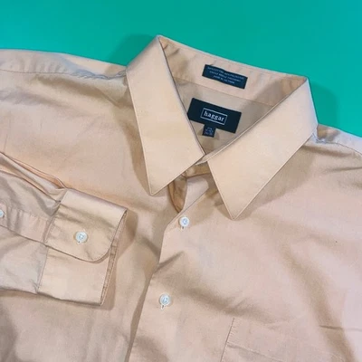 Camisa de vestir Haggar para hombre 2XL naranja abotonada manga larga carrera oficina Foto 1 de 4