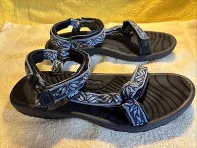 Sandalias Teva Hurricane azules florales al aire libre senderismo deportes acuáticos 6455 para mujer talla 10 Foto 1 de 4