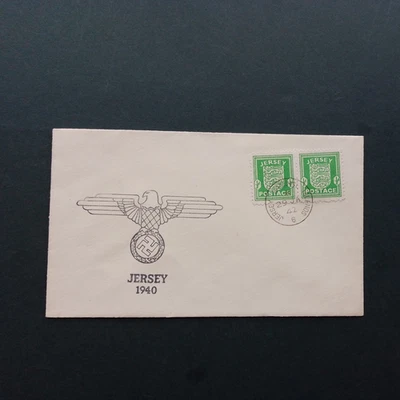 GB JERSEY 1942 ARMS 1/2d ON ILLUSTRATED GERMAN ,TOURIST ADVERTISING ENVELOPE.FDC - Image 1 of 4