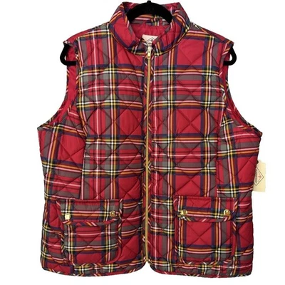 Nuevo con etiquetas Chaleco acolchado a cuadros para mujer Rojo Amarillo Azul Verde XL Chaleco acolchado Cremallera completa Foto 1 de 4