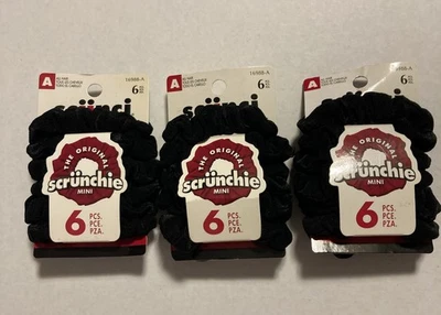Scunci Scrunchie Mini Tela Negra PonyTailers Cola de Caballo (6) 3 Juegos Nuevo 2003 G37 Foto 1 de 4