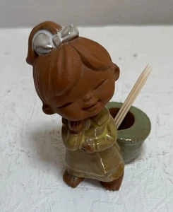 Vintage UCTCI Japan Toothpick Holder Figurine Girl Pottery - Picture 1 of 2