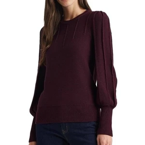 Suéter Lauren Ralph Lauren Talla L Manga Abullonada Borgoña Marmie Reverso Jersey - Imagen 1 de 13