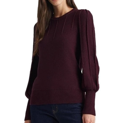 Suéter Lauren Ralph Lauren Talla L Manga Abullonada Borgoña Marmie Reverso Jersey Foto 1 de 4