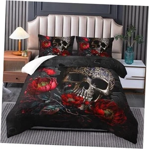 Skull Bedding Set Size,Goth Bedding Sets with Queen Tuzaovy 0613 - Picture 1 of 8
