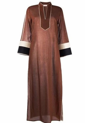Tory Burch коричневый кафтан цвет блок кафтан макси платье S $358 новый с Ярлыками - Изображение 1 из 4