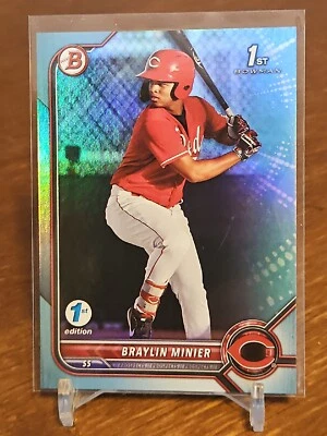 2022 Bowman 1st Edition Sky Blue Foil #BPPF-93 Braylin Minier  Cincinnati Reds - Image 1 of 2