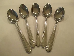 Splendide MANHATTAN Teaspoon Stainless Set of 5 Glossy GUC 6 1/8" - Picture 1 of 9