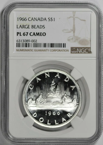 1966 S1$ DOLLAR ELIZABETH-II CANADA KM#54 NGC PL 67 CAMEO TOP-POP RARITY R6 Cover