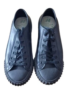 PF Flyers schwarz vegan Kunstleder Low Top Sneakers WM 7 Herren 5,5 Tritte  - Bild 1 von 8