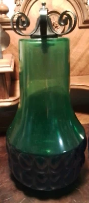 14” Mid-Century Spanish Revival Blue Green Textured Swag REPLACEMENT GLASS ONLY - Image 1 of 4