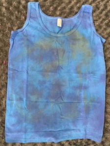 100% Cotton - PRESHRUNK - Anvil Tank Top - Blue with Glitter & Touches of color - Picture 1 of 5